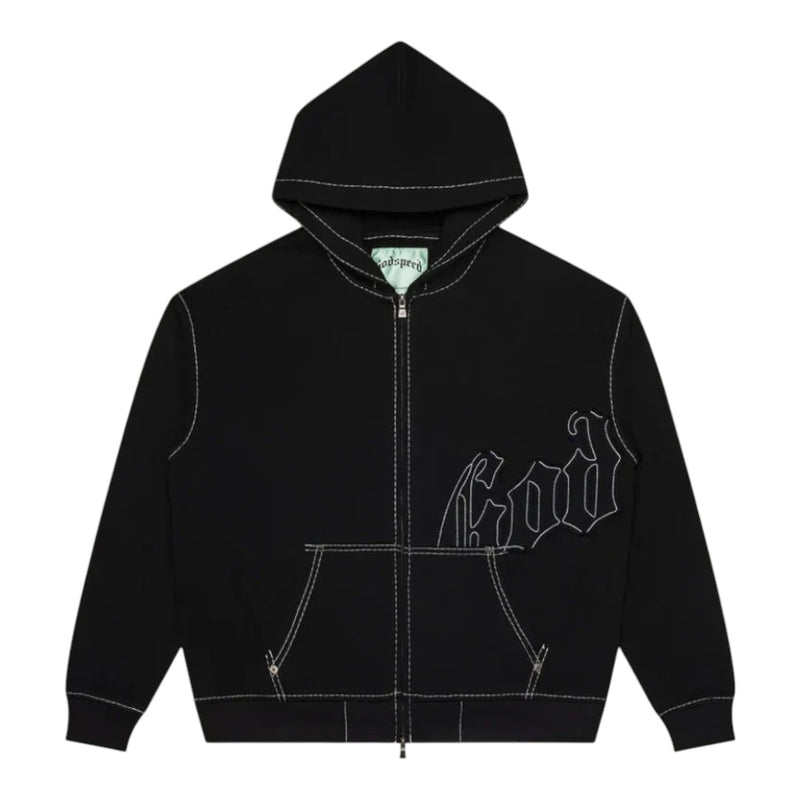 Godspeed OG Logo Zip Up Hoodie Stitched Black