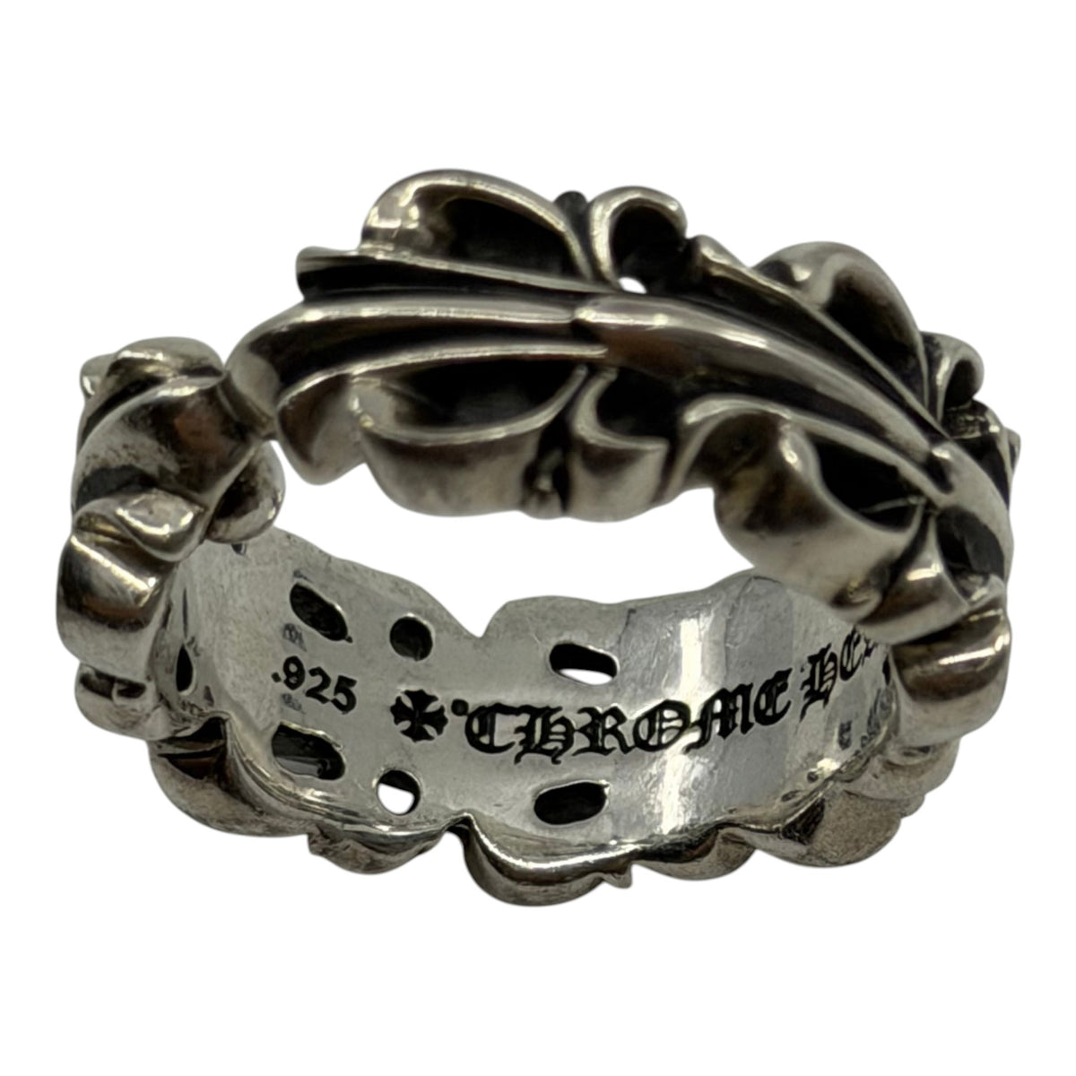Chrome Hearts Diamond Floral Heart Ring Silver