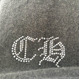 Chrome Hearts Rhinestone Hairy Cross Cashmere V-Neck Sweater Black