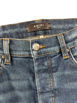 AMIRI Stonewashed Distressed Slim Cut Jeans Deep Classic Blue