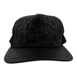 Chrome Hearts Cemetary Cross Leather Stitched Trucker Hat Black