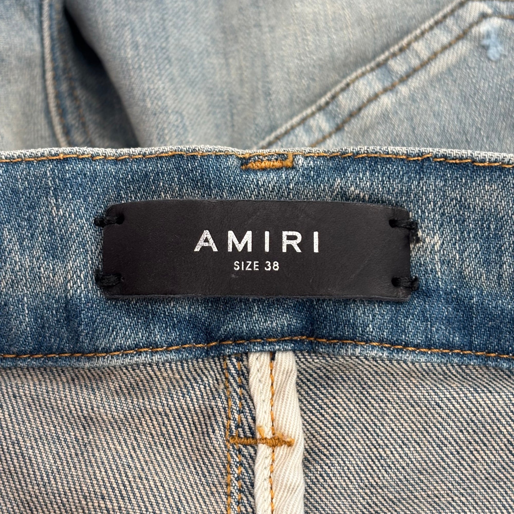 Amiri Logo Patch Ribbed Denim Brown