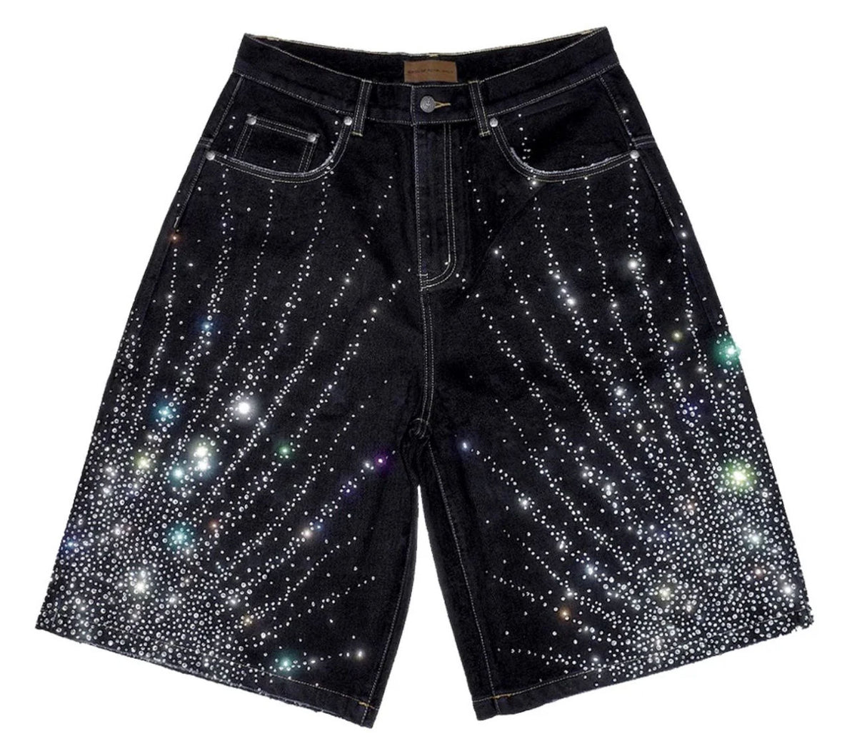 Birth of Royal Child 20K Diamond Starlight Denim Shorts IN Black