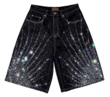 Birth of Royal Child 20K Diamond Starlight Denim Shorts IN Black