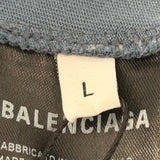 Balenciaga Distressed Logo Hoodie Blue