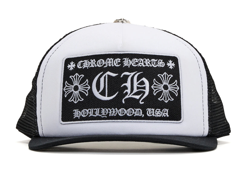 Chrome Hearts CH Hollywood Trucker Hat Black/White