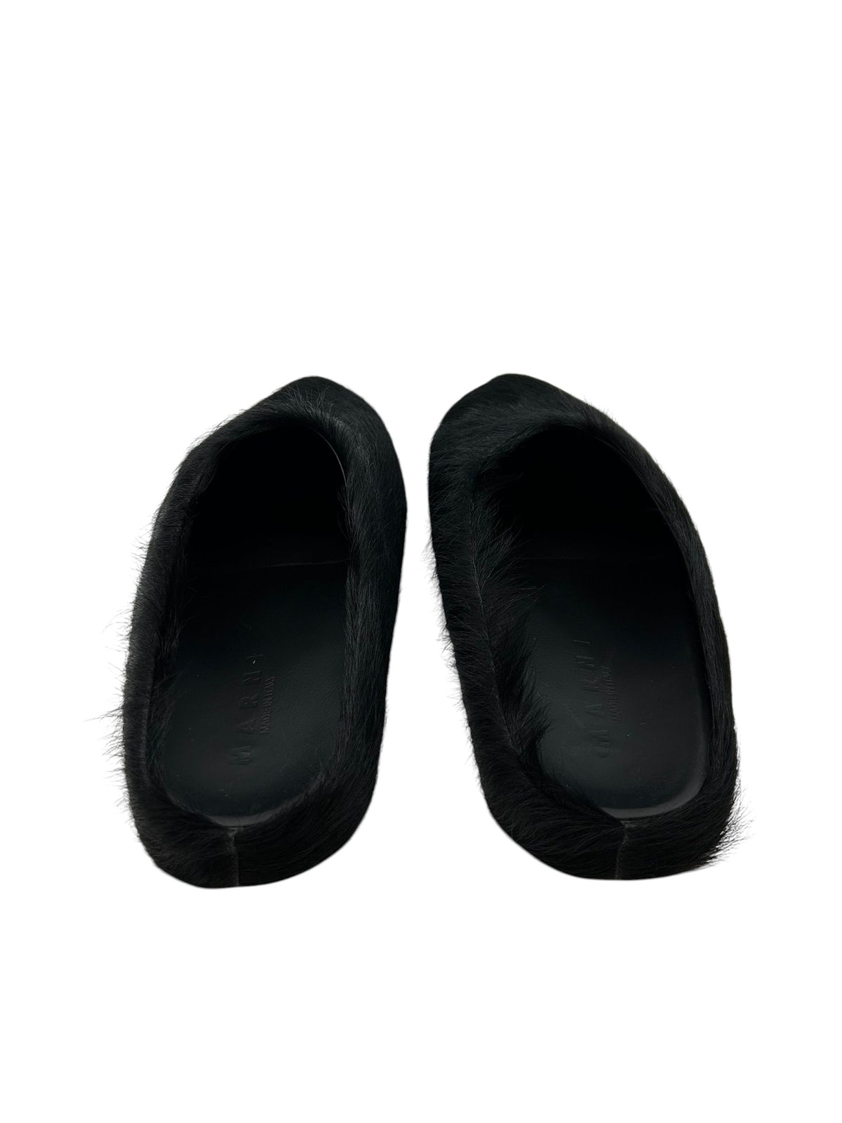 Marni Long Hair Calfskin Fussbett Sabot Mule Black