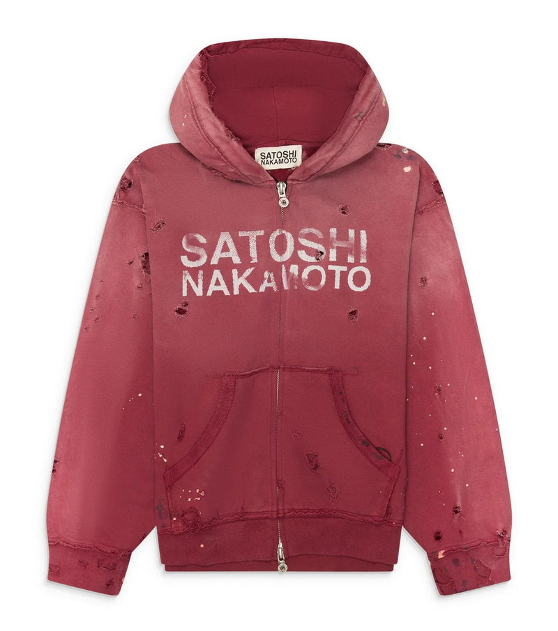 Satohsi Nakamoto Luke Fleece Hoodie red