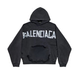 Balenciaga Ripped Pocket Tape Type Hoodie Black