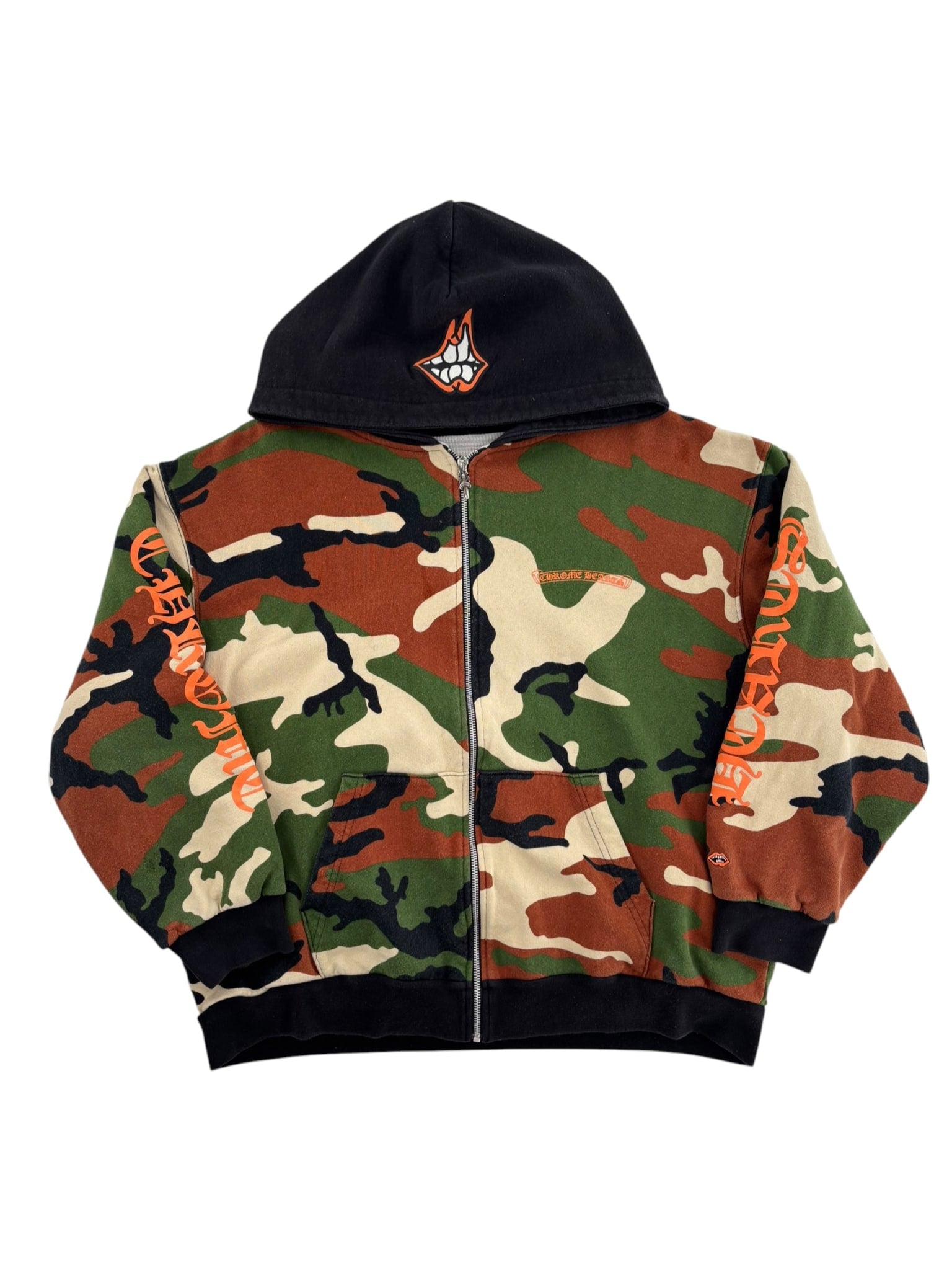 Chrome Hearts Matty Boy Caution Thermal Zip Up Hoodie Camo