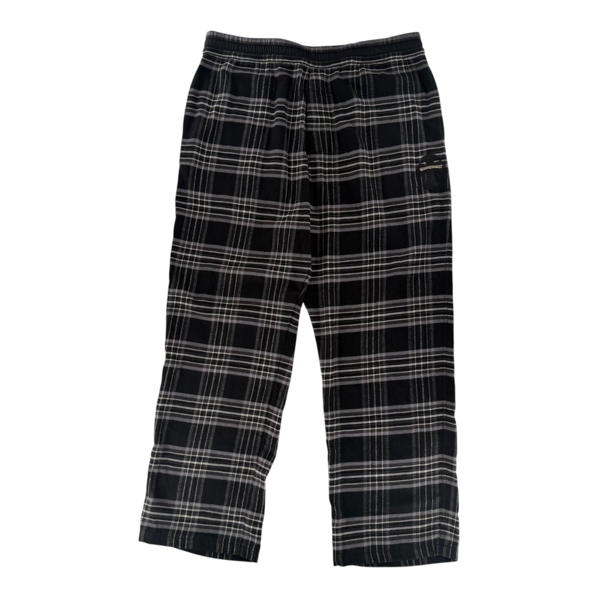 Chrome Hearts Cross Patch Plaid Flannel Pants Grey
