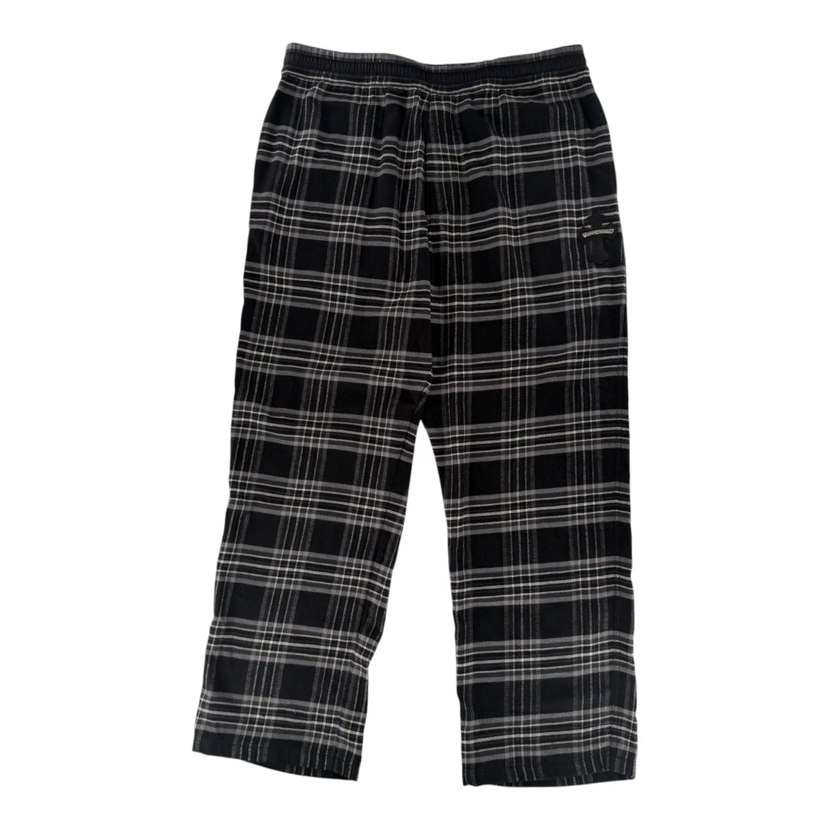Chrome Hearts Cross Patch Plaid Flannel Pants Grey