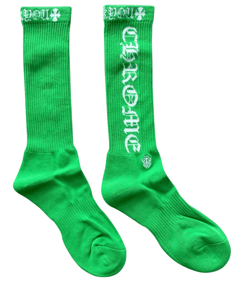 Chrome Hearts Vertical Logo Single Pair Sock Green