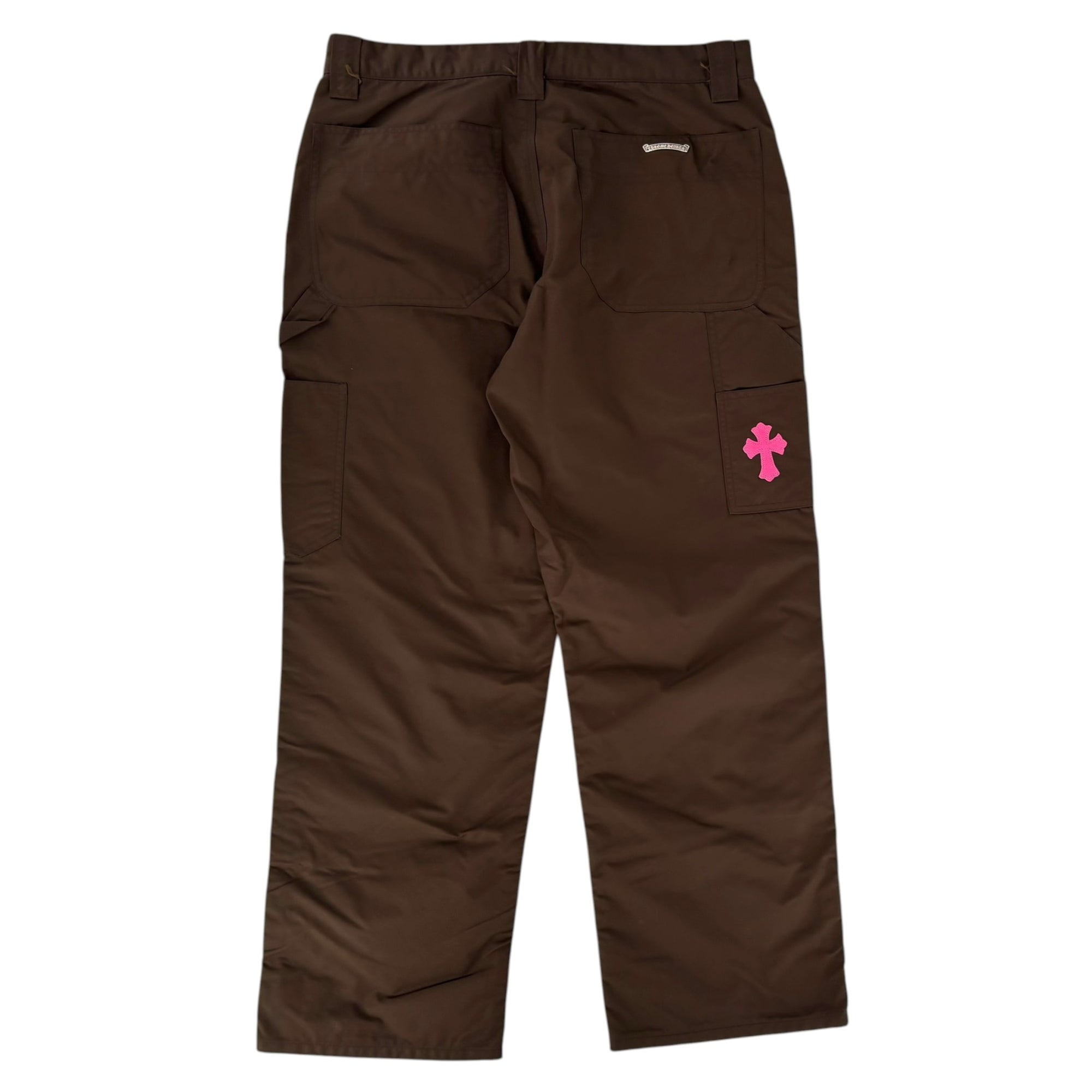 Chrome Hearts Leather Double Knee Carpenter Nylon Pants Brown