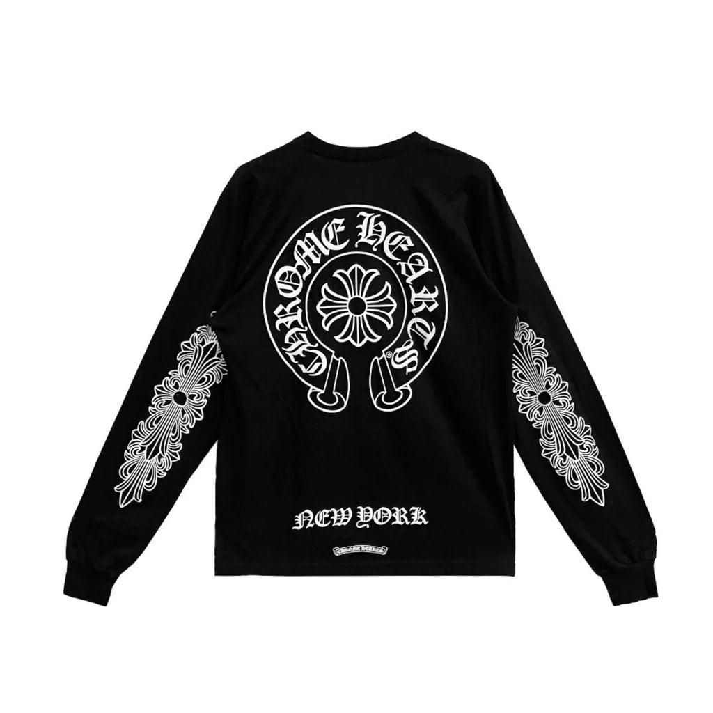 Chrome Hearts New York Floral Horseshoe L/S Tee Black