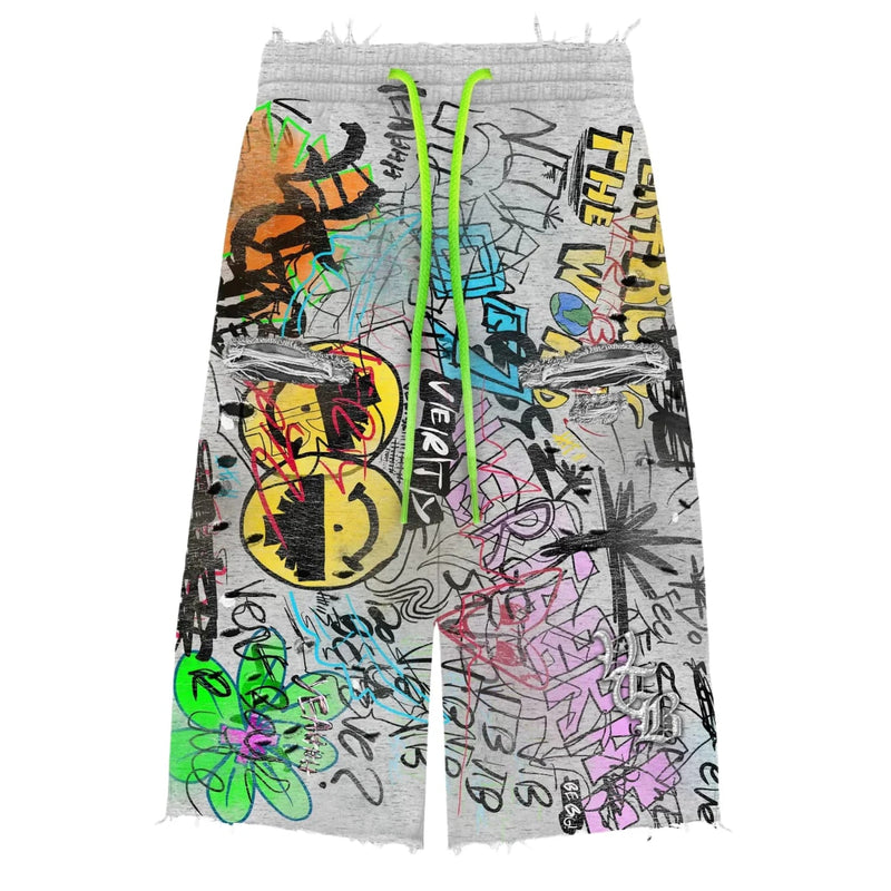 Vertabrae Detention Graffiti Shorts Grey
