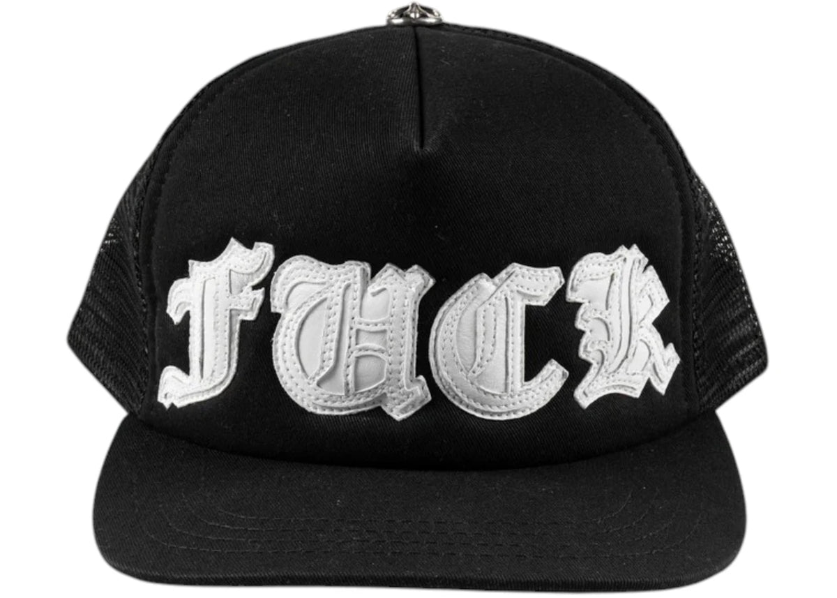 Chrome Hearts FUCK Letter Patch Trucker Cap Black/White