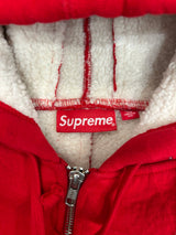 Supreme Faux Shearling Zip Up Hooded Sweatshirt Red