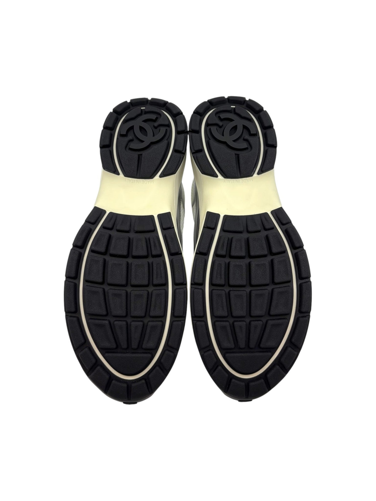 Chanel CC Logo Sneaker White Silver