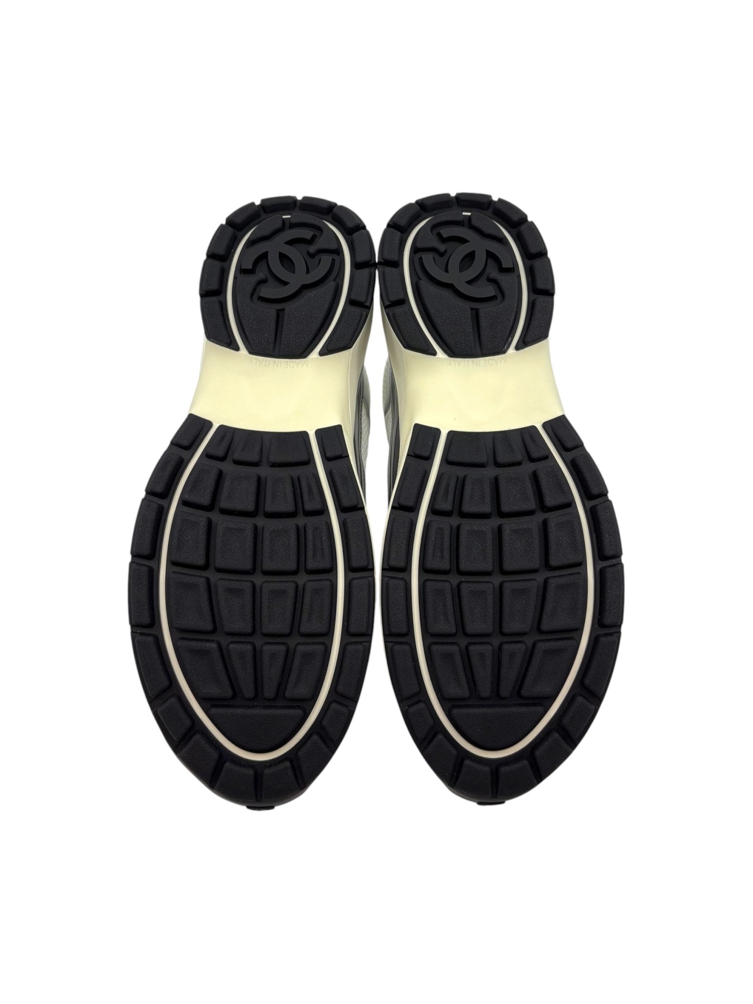 Chanel CC Logo Sneaker White Silver