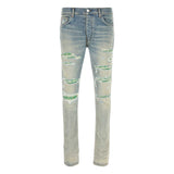 Amiri Distressed Jeans Chenille Green Patch