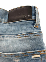 Amiri Mx1 Distressed Denim Palm Tree Ribbed
