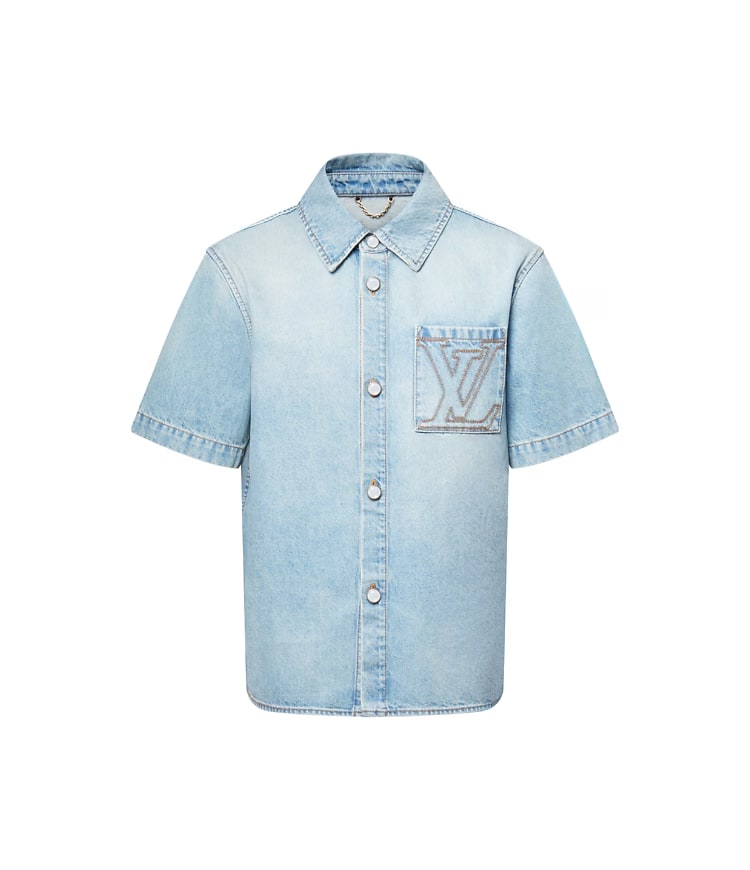 Louis Vuitton Short Sleeved Denim Shirt Blue