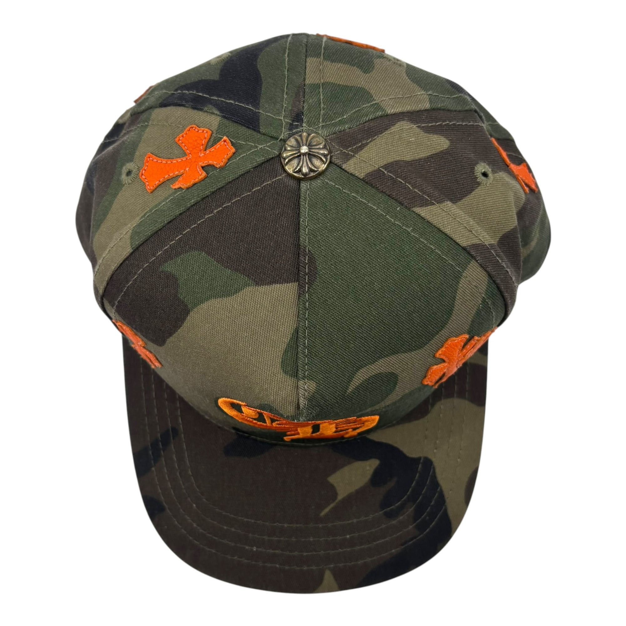Chrome Hearts Cross Patch Camo Orange Baseball Hat