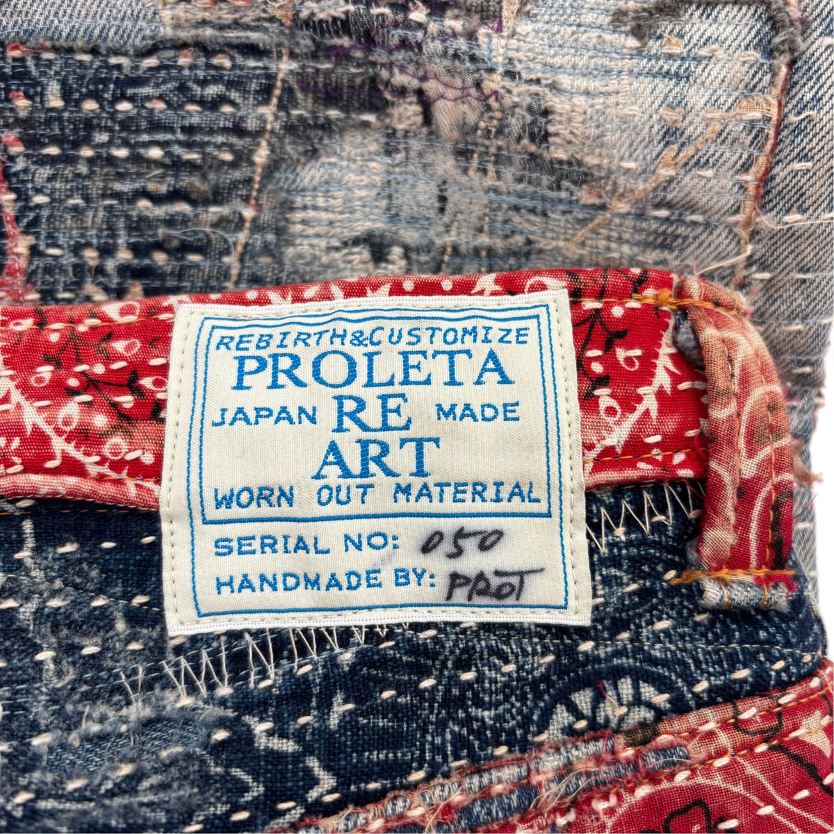 Proleta Re Art Red Multi Bandana Boro Jeans