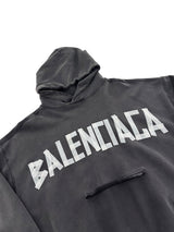 Balenciaga Ripped Pocket Hoodie Washed Black