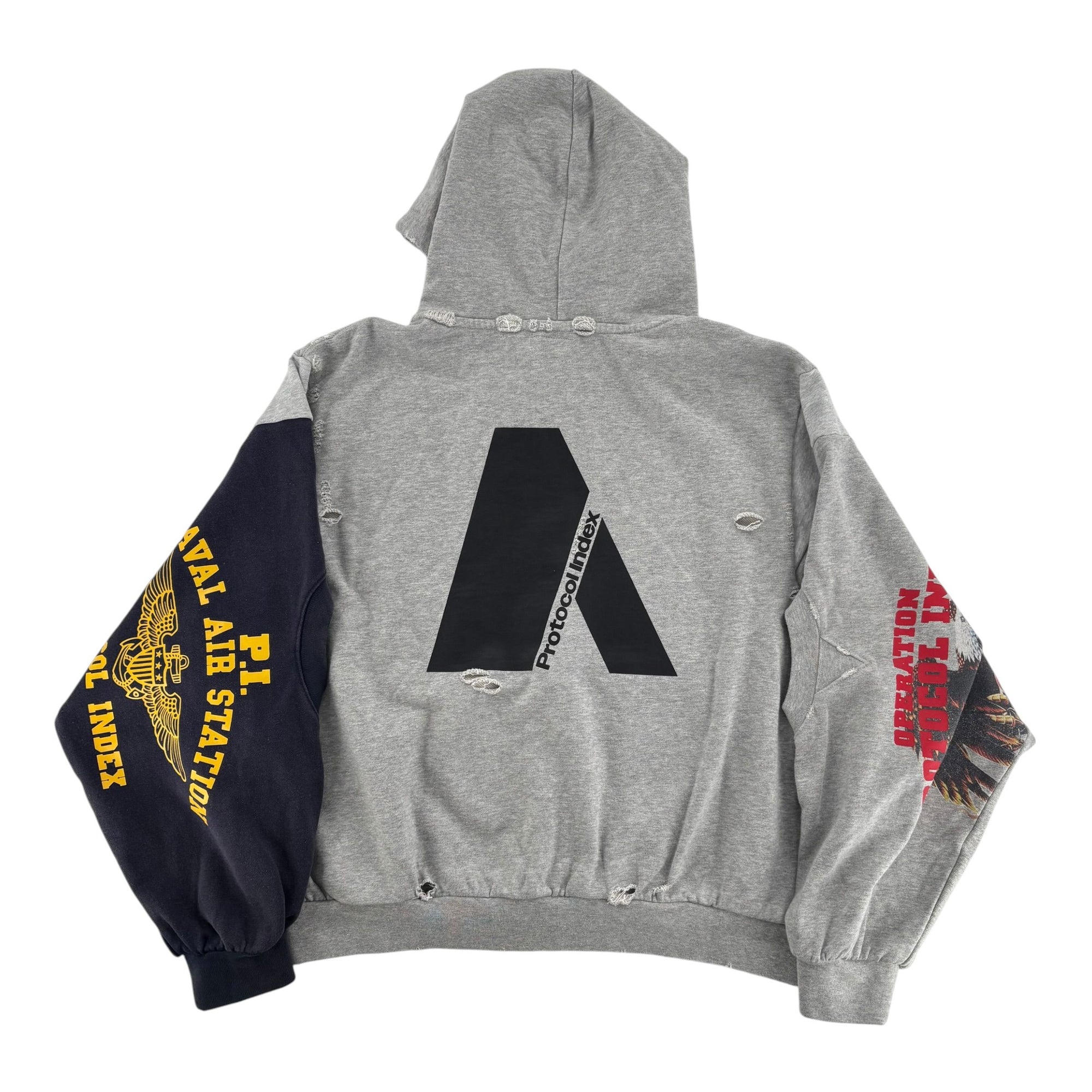 Protocol Reconstructed Sweatshirt Zip Hoodie Grey