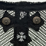 Chrome Hearts Cemetary Cross Leather Stitched Trucker Hat Black