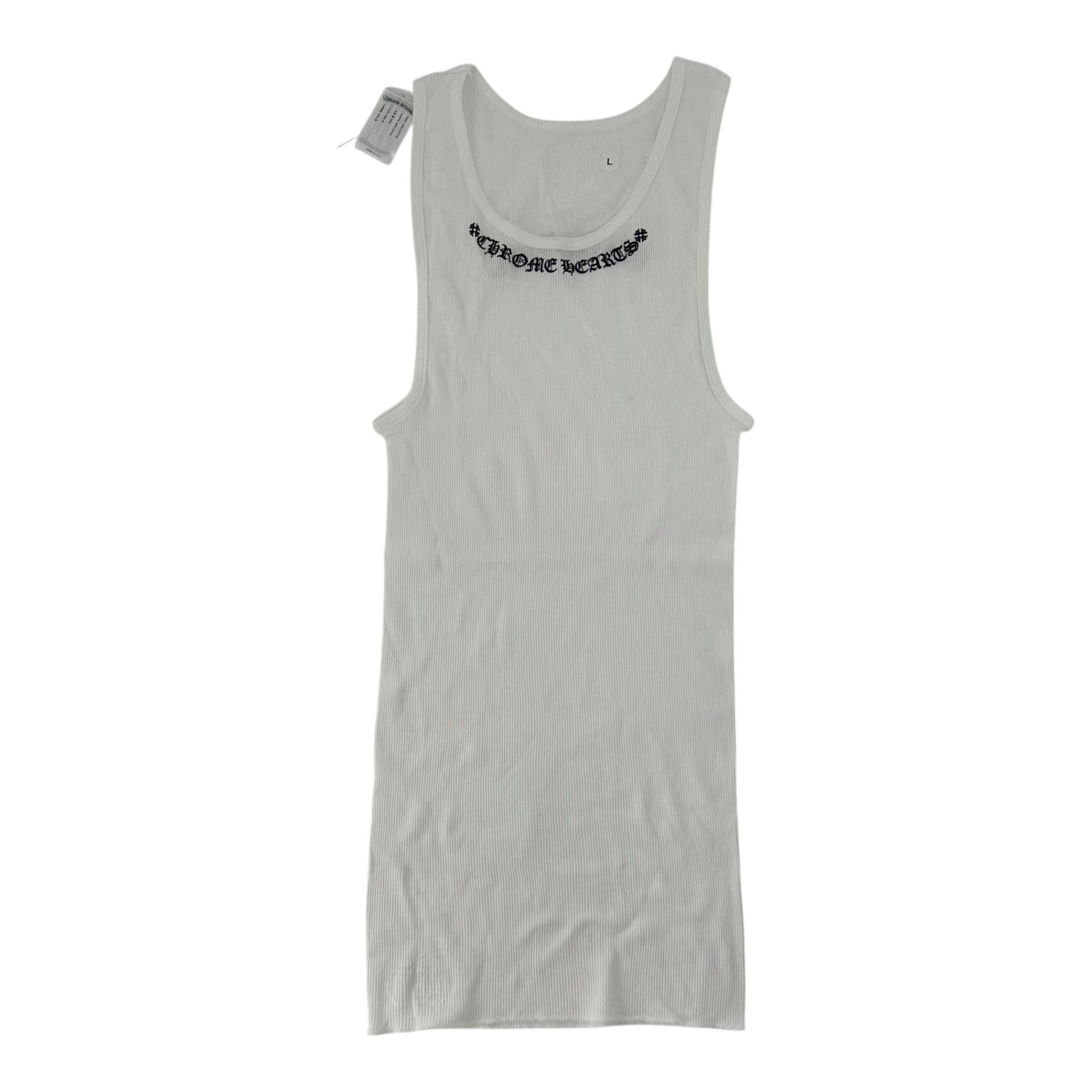Chrome Hearts Scroll Logo Ribbed Tank Top White