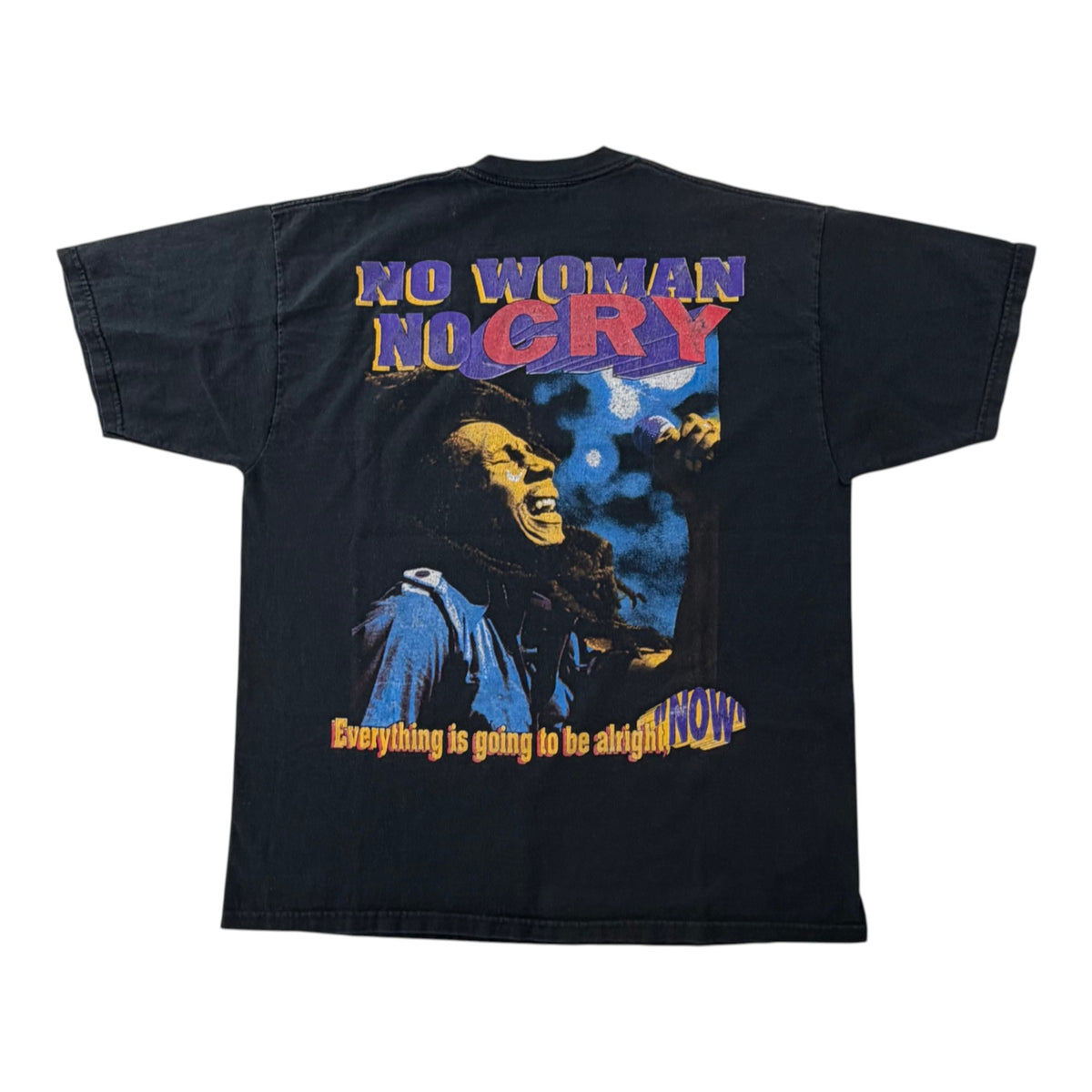 Vintage Bob Marley No Woman No Cry Rap Tee Black
