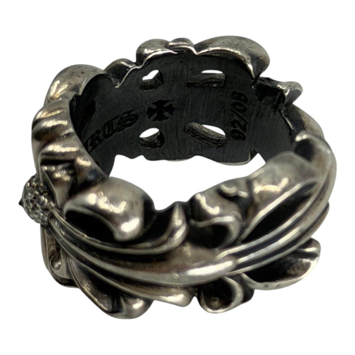 Chrome Hearts Diamond Floral Ring Silver