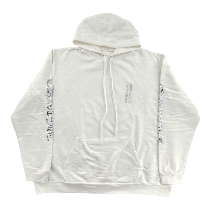 Chrome Hearts Vertical Logo Hoodie White & Silver