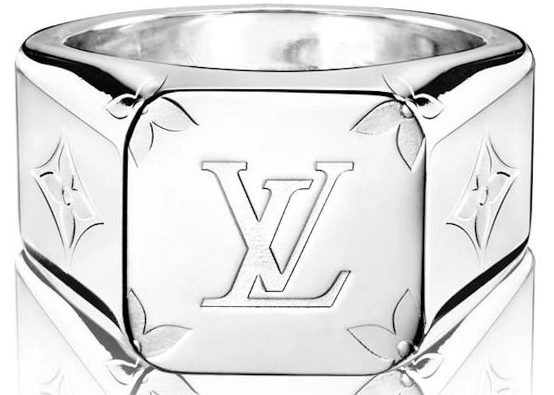 Louis Vuitton Signet Ring Engraved Monogram Palladium