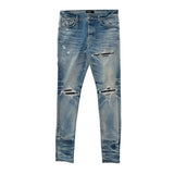 Amiri MX1 Blue Jeans Black Ribbed