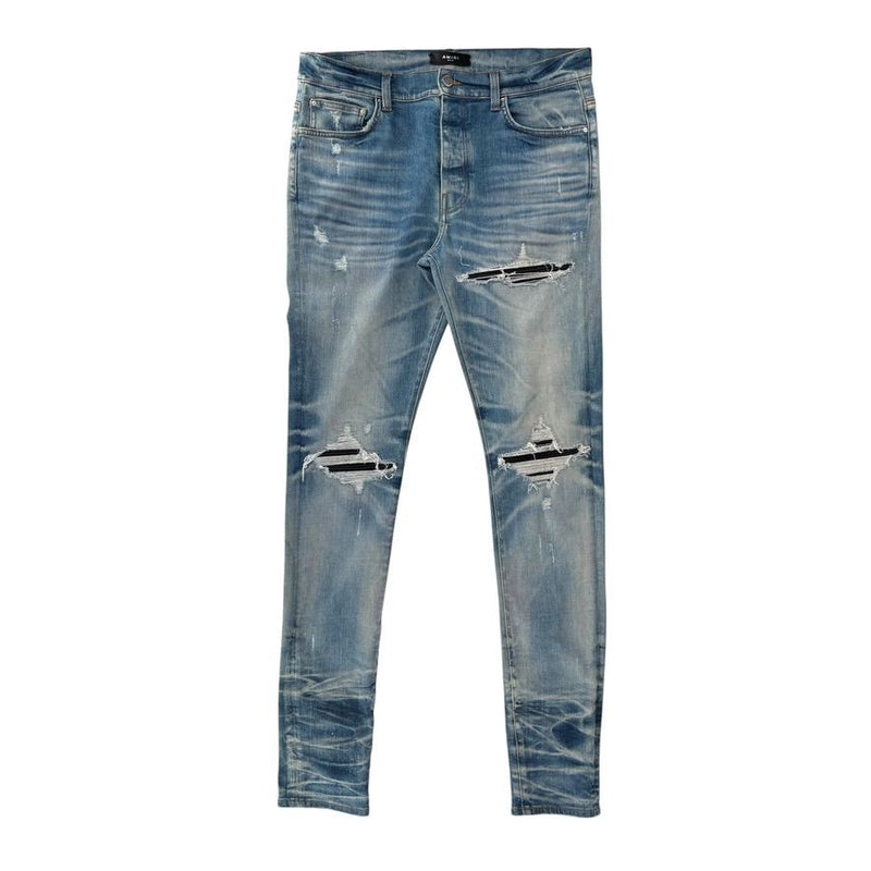 Amiri MX1 Blue Jeans Black Ribbed