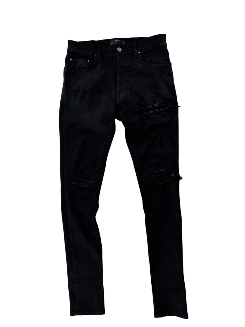 Amiri Mx1 Waxed Ribbed Denim Black