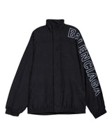 Balenciaga Black Logo Print Zip-Up Track Jacket Black