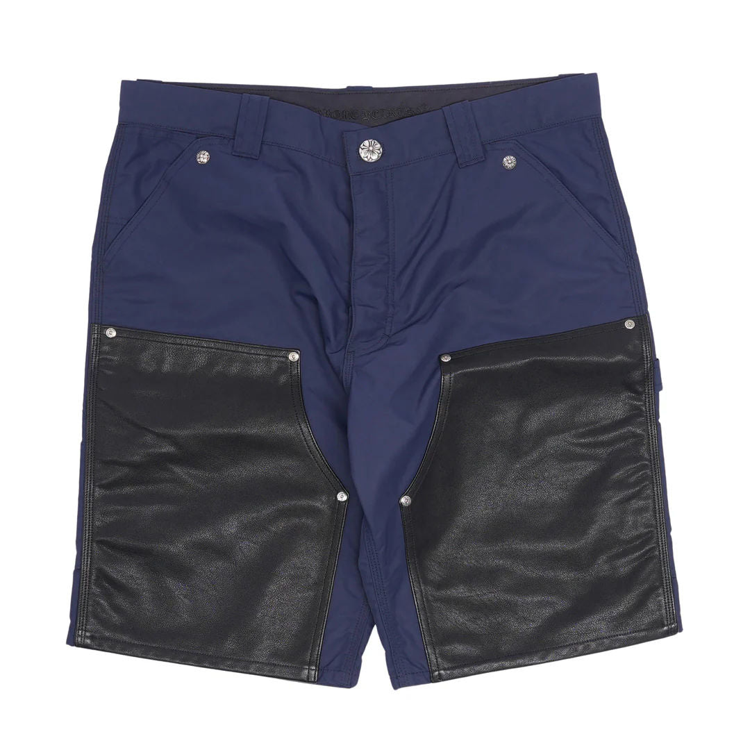 Chrome Hearts Single Patch Nylon Carpenter Shorts Navy (Missing Rivet)