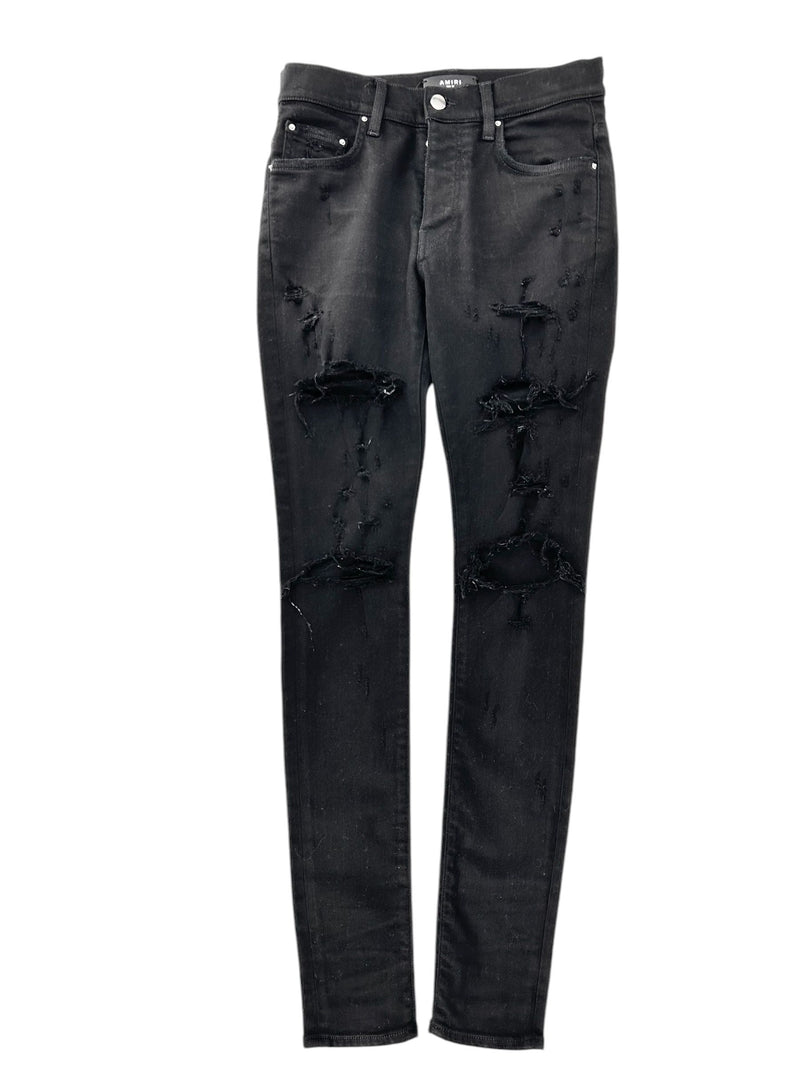 Amiri Black Distressed Skinny Jeans