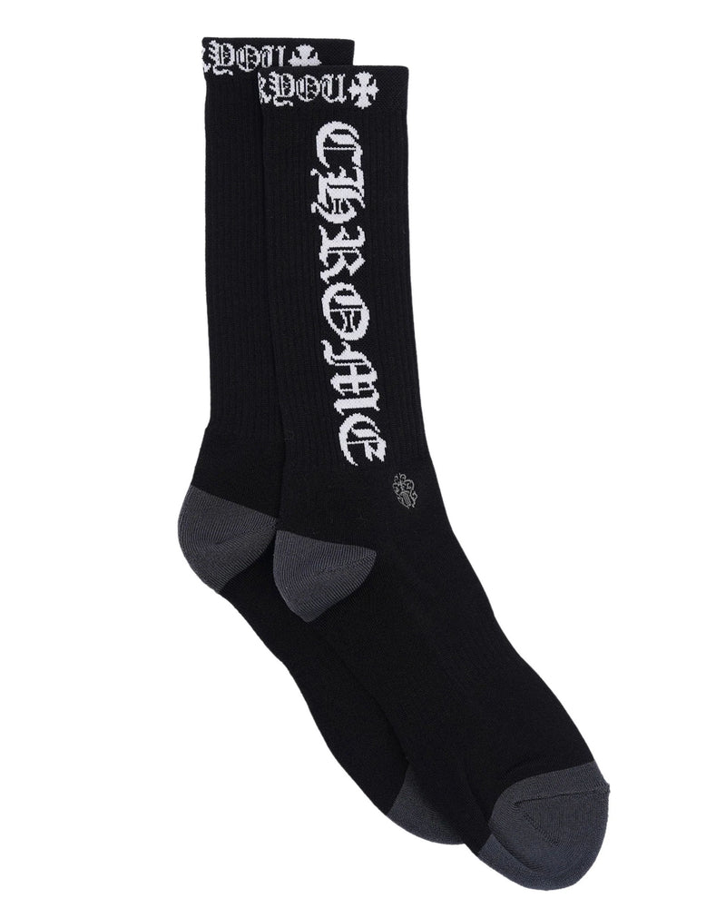 Chrome Hearts Vertical Logo Single Pair Sock Black White