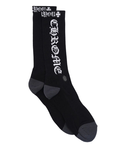 Chrome Hearts Vertical Logo Single Pair Sock Black White