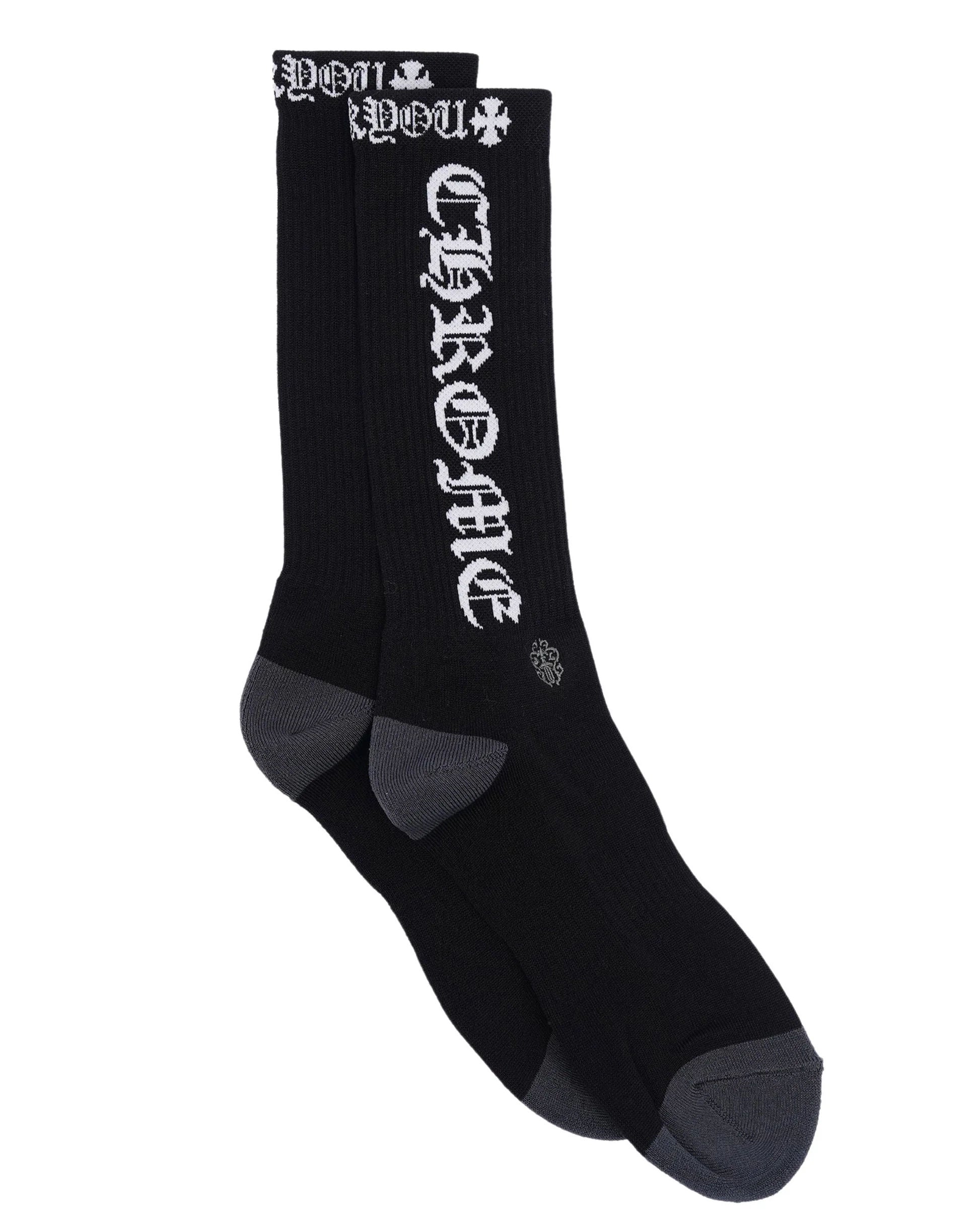 Chrome Hearts Vertical Logo Single Pair Sock Black White