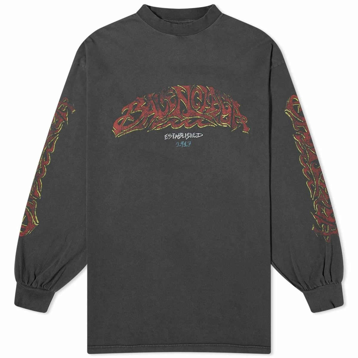 Balenciaga Off Shore Long Sleeve Shirt Faded Black Red
