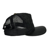 Chrome Hearts Cemetary Cross Leather Stitched Trucker Hat Black