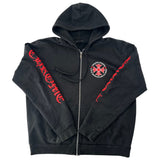 Chrome Hearts Made In Hollywood Plus Cross Zip Up Hoodie Black Red
