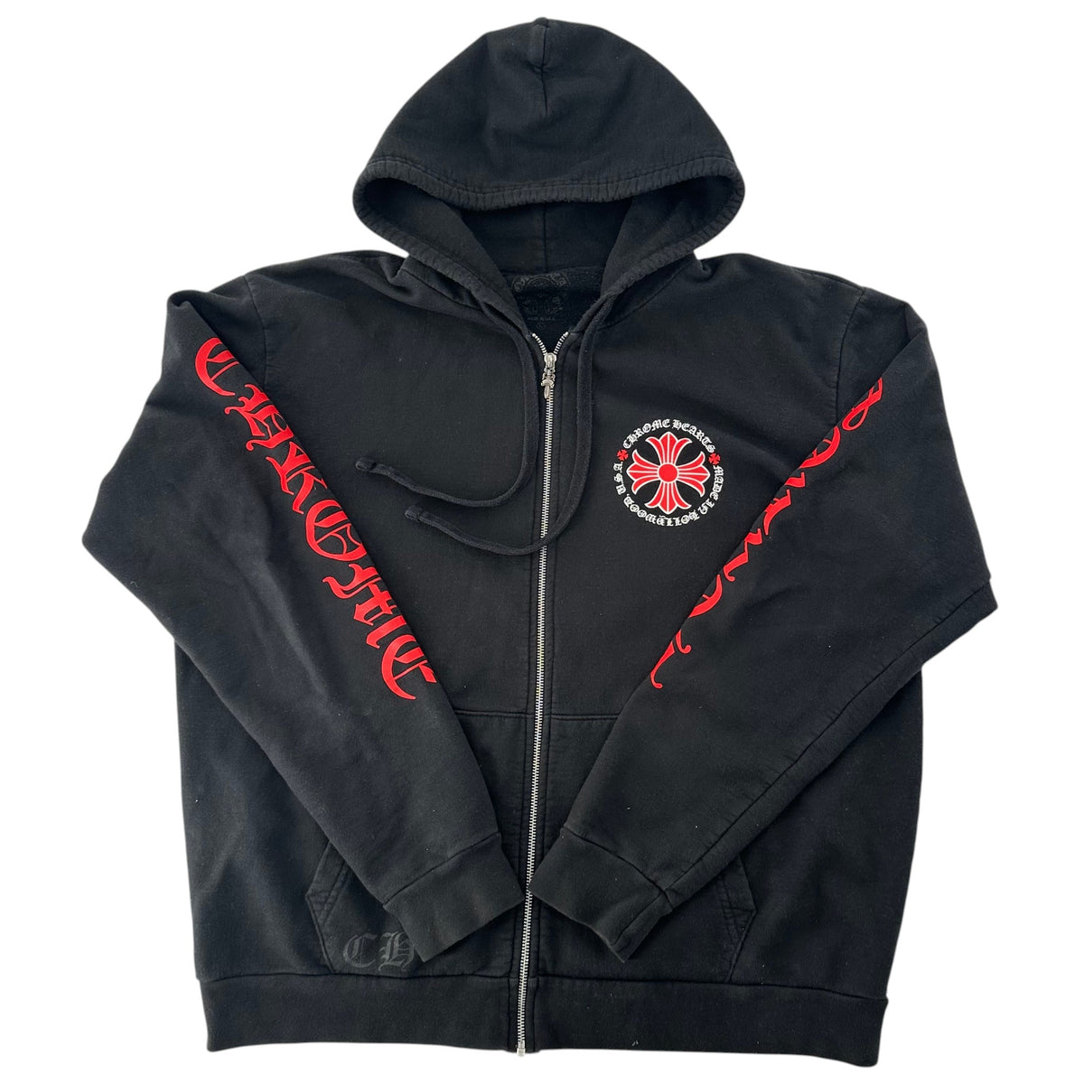 Chrome Hearts Made In Hollywood Plus Cross Zip Up Hoodie Black Red